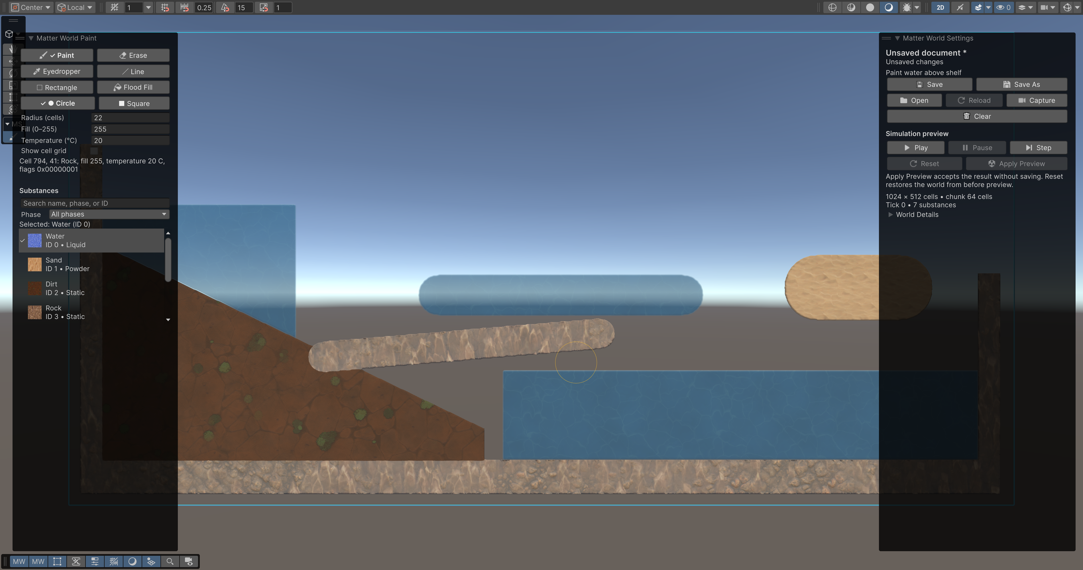World Editor authoring with the Paint and Settings overlays