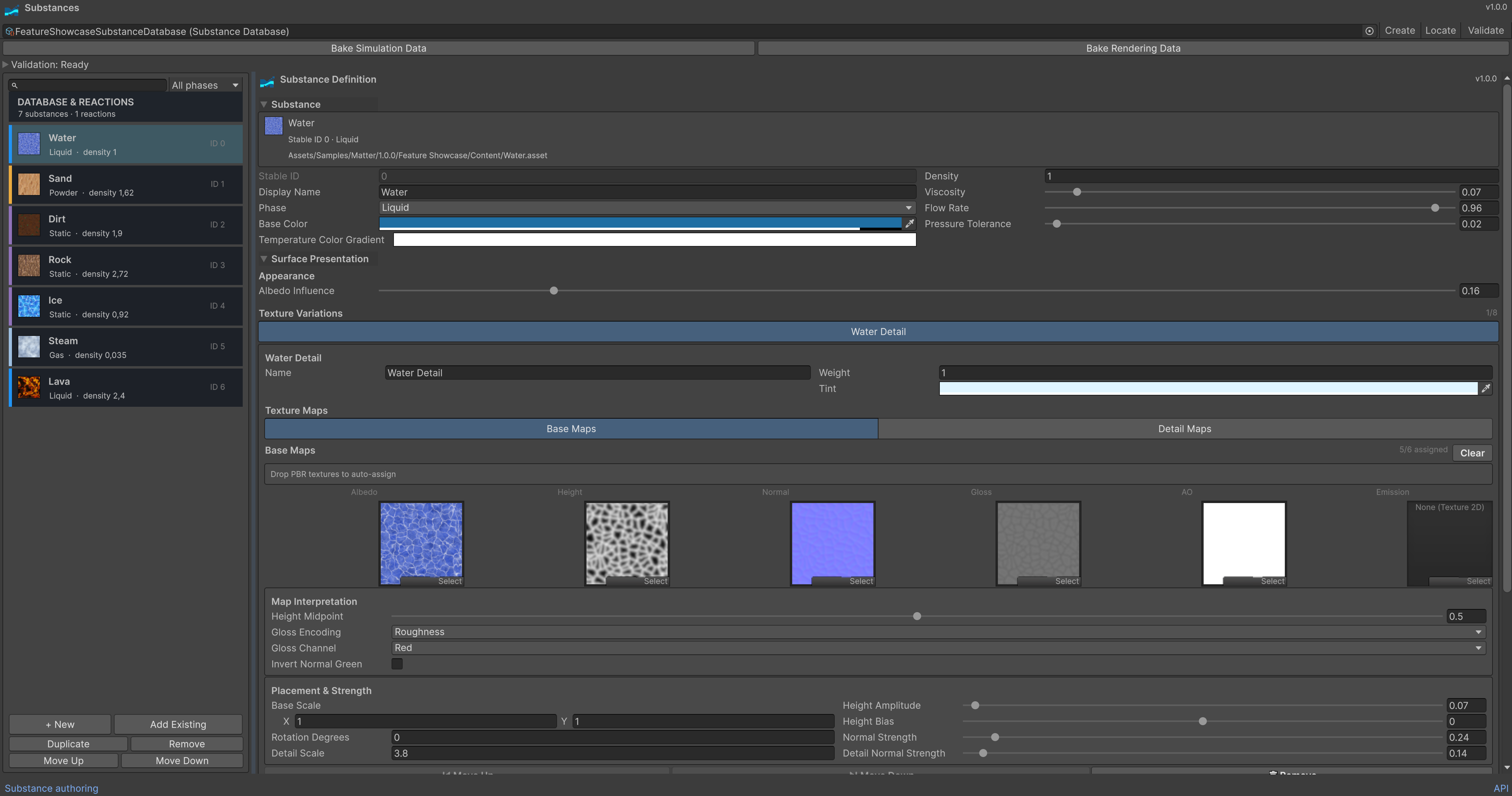 Substances browser with embedded inspector